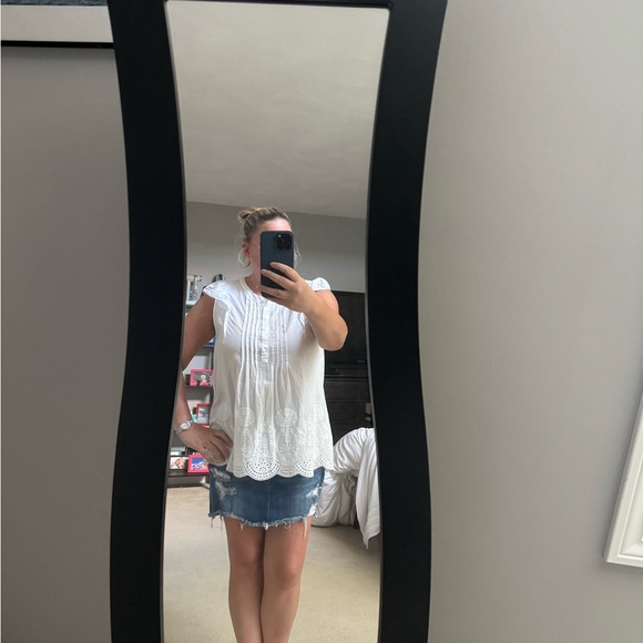 Ann Taylor Loft white summer large top eyelet EUC!!!! - Picture 6 of 6
